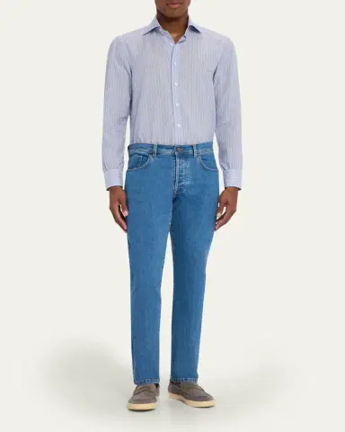 Cesare Attolini Men's Medium Wash Denim Modern-Fit Jeans | Thumbnail 2 Cesare Attolini Men's Medium Wash Denim Modern-Fit Jeans | Thumbnail 2
