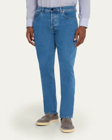 Cesare Attolini Men's Medium Wash Denim Modern-Fit Jeans | Thumbnail 4 Cesare Attolini Men's Medium Wash Denim Modern-Fit Jeans | Thumbnail 4
