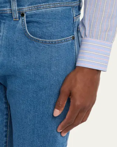 Cesare Attolini Men's Medium Wash Denim Modern-Fit Jeans | Thumbnail 5 Cesare Attolini Men's Medium Wash Denim Modern-Fit Jeans | Thumbnail 5