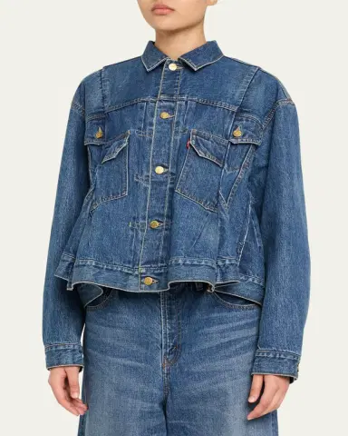 Sacai Denim Pleated Trucker Jacket | Thumbnail 4