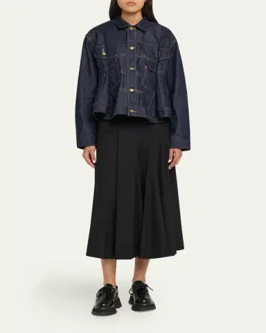 Sacai Denim Pleated Trucker Jacket | Thumbnail 6