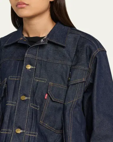 Sacai Denim Pleated Trucker Jacket | Thumbnail 9