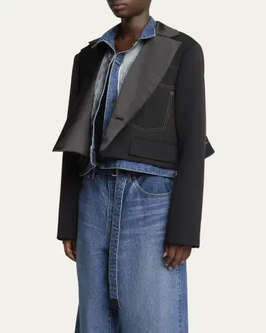 Sacai Layered Wool Denim Jacket | Thumbnail 4