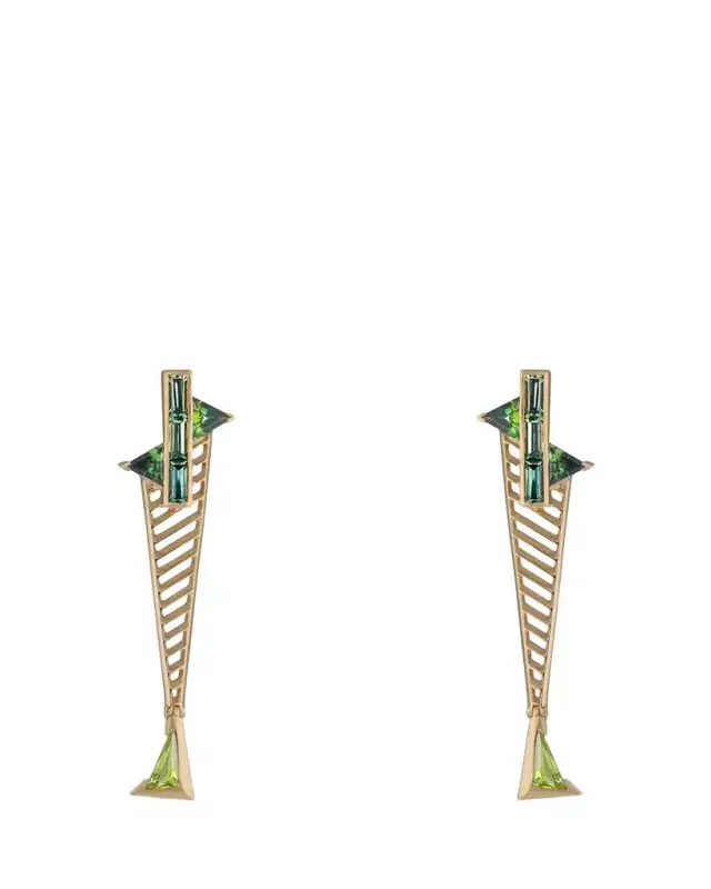 JV INSARDI Suspension Sapphire, Tourmaline and Peridot Earrings