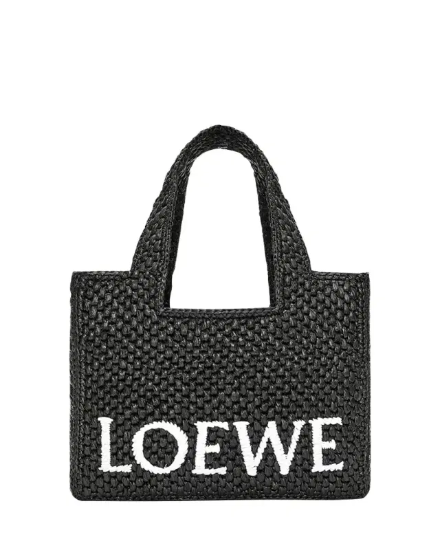 x Paula's Ibiza Font Logo Small Tote Bag in Raffia