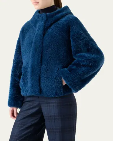 Akris Gracie Lamb Shearling Hooded Jacket | Thumbnail 4 Akris Gracie Lamb Shearling Hooded Jacket | Thumbnail 4