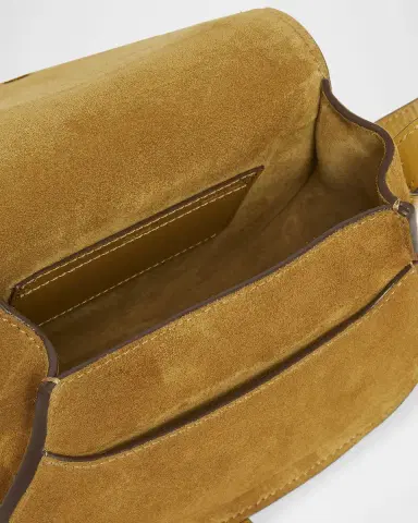 Chloé Marcie Flap Saddle Crossbody Bag in Suede | Thumbnail 3 Chloé Marcie Flap Saddle Crossbody Bag in Suede | Thumbnail 3