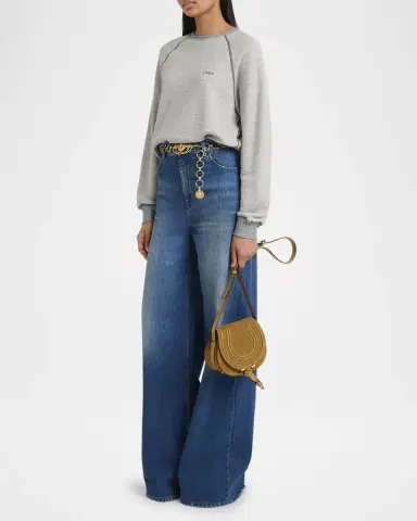 Chloé Marcie Flap Saddle Crossbody Bag in Suede | Thumbnail 4 Chloé Marcie Flap Saddle Crossbody Bag in Suede | Thumbnail 4