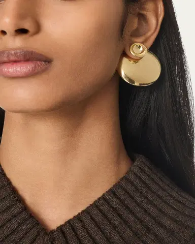 Bottega Veneta Concave 18K Gold-Finish Sterling Silver Bird Earrings | Thumbnail 2