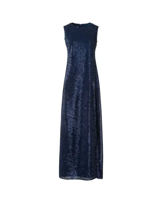 Diagonal Sequined Georgette Gown