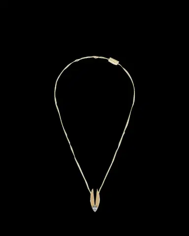KAMAL 18K Gold Petal Lotus Edge Pear Diamond Necklace, 16"L | Thumbnail 2 KAMAL 18K Gold Petal Lotus Edge Pear Diamond Necklace, 16"L | Thumbnail 2