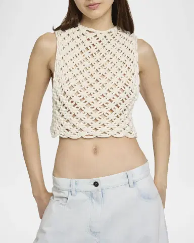 Alaïa Macrame Sleeveless Crop Top | Thumbnail 4