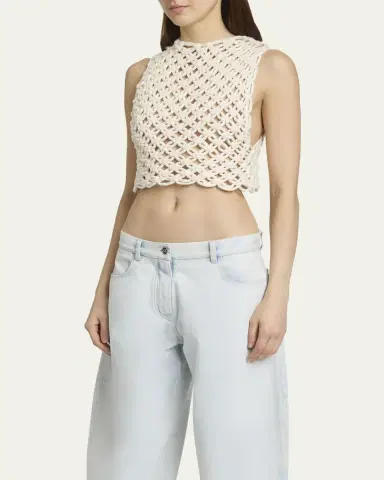 Alaïa Macrame Sleeveless Crop Top | Thumbnail 8