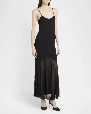 Giorgio Armani Sheer Skirt Panel Jersey Dress | Thumbnail 3 Giorgio Armani Sheer Skirt Panel Jersey Dress | Thumbnail 3