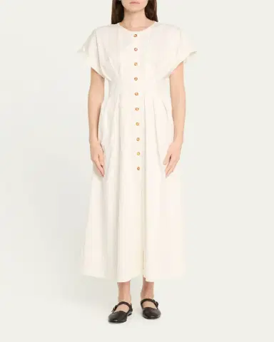 Kika Vargas Dena Pleated Midi Shirtdress | Thumbnail 4 Kika Vargas Dena Pleated Midi Shirtdress | Thumbnail 4