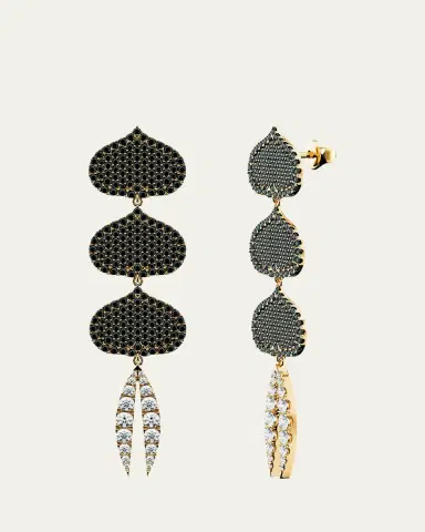KAMAL Triple Eye Adore Lotus Black and White Diamond Earrings | Thumbnail 2 KAMAL Triple Eye Adore Lotus Black and White Diamond Earrings | Thumbnail 2