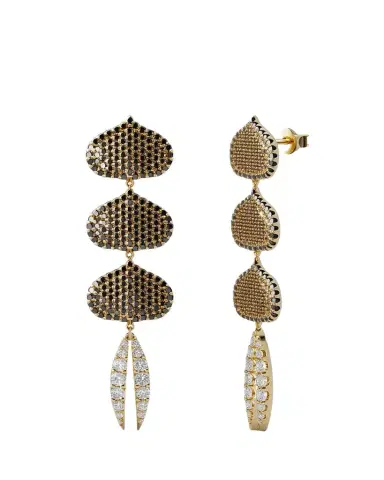 KAMAL Triple Eye Adore Lotus Black and White Diamond Earrings | Thumbnail 1 KAMAL Triple Eye Adore Lotus Black and White Diamond Earrings | Thumbnail 1
