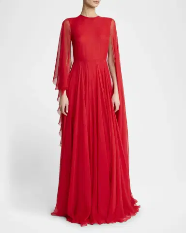 Givenchy Chiffon Draped Cape Gown | Thumbnail 3