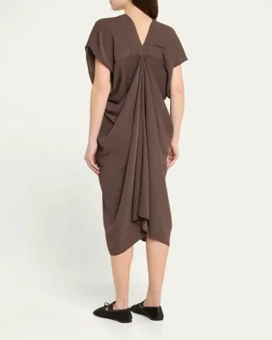MM6 Maison Margiela Draped V-Neck Midi Dress | Thumbnail 3