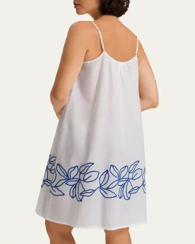 Hanro Liz Leaf-Embroidered Cotton Chemise | Thumbnail 3
