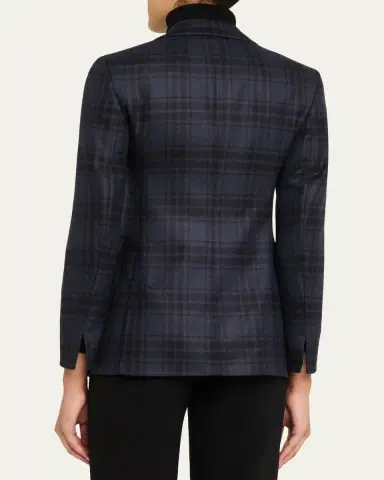 Akris Percival Check Wool Double-Face Single-Breasted Jacket | Thumbnail 3 Akris Percival Check Wool Double-Face Single-Breasted Jacket | Thumbnail 3