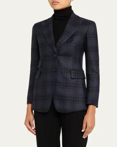 Akris Percival Check Wool Double-Face Single-Breasted Jacket | Thumbnail 4 Akris Percival Check Wool Double-Face Single-Breasted Jacket | Thumbnail 4