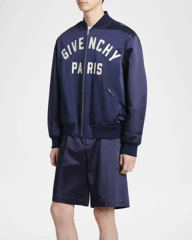 Givenchy Men's Satin Logo Bomber Jacket | Thumbnail 3 Givenchy Men's Satin Logo Bomber Jacket | Thumbnail 3