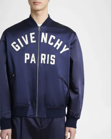 Givenchy Men's Satin Logo Bomber Jacket | Thumbnail 4 Givenchy Men's Satin Logo Bomber Jacket | Thumbnail 4
