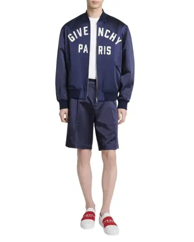 Givenchy Men's Satin Logo Bomber Jacket | Thumbnail 1 Givenchy Men's Satin Logo Bomber Jacket | Thumbnail 1