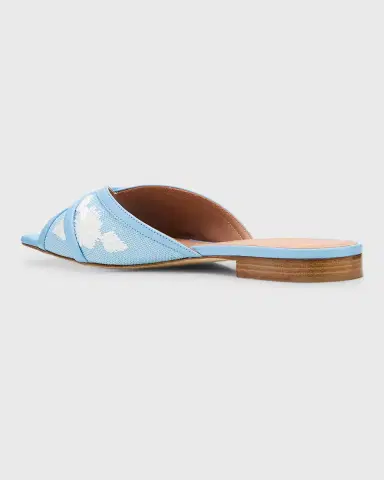Malone Souliers Perla Raffia Leather Flat Slide Sandals | Thumbnail 4