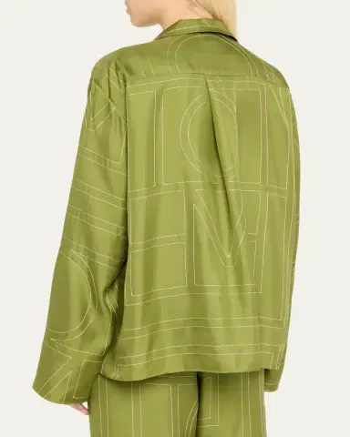 TOTEME Monogram Silk Pajama Top | Thumbnail 11