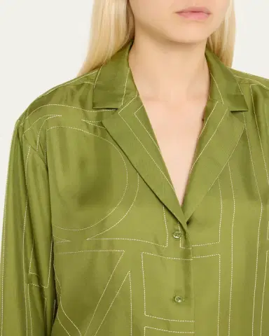 TOTEME Monogram Silk Pajama Top | Thumbnail 13