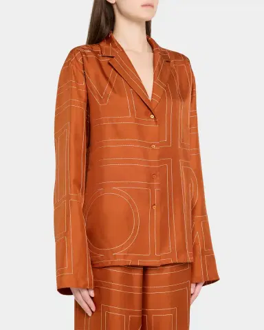 TOTEME Monogram Silk Pajama Top | Thumbnail 3