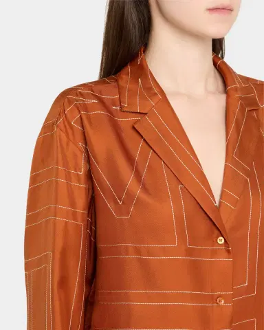 TOTEME Monogram Silk Pajama Top | Thumbnail 4