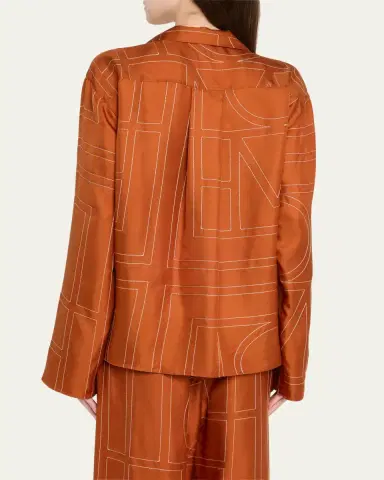 TOTEME Monogram Silk Pajama Top | Thumbnail 7