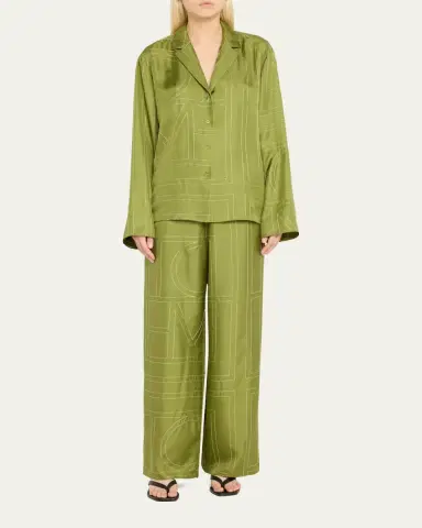 TOTEME Monogram Silk Pajama Top | Thumbnail 10