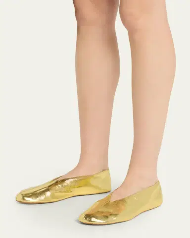 THE ROW Stella Metallic Leather Ballerina Slippers | Thumbnail 2