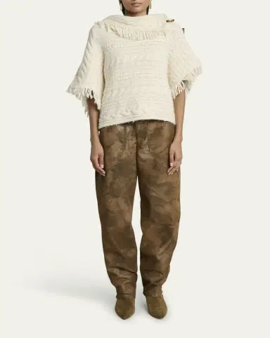Etoile Isabel Marant Blanche Fringe Cable-Knit Sweater | Thumbnail 2