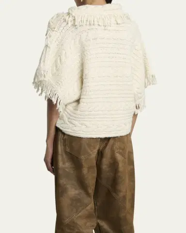 Etoile Isabel Marant Blanche Fringe Cable-Knit Sweater | Thumbnail 3