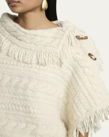 Etoile Isabel Marant Blanche Fringe Cable-Knit Sweater | Thumbnail 5