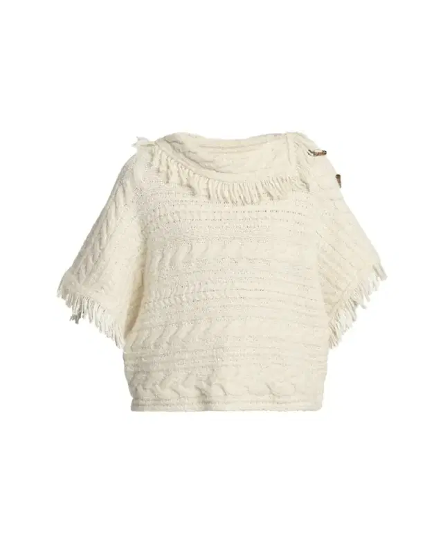 Etoile Isabel Marant Blanche Fringe Cable-Knit Sweater