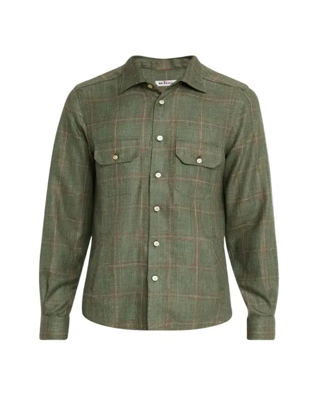 Men's Maxi-Plaid Cashmere Blend Overshirt