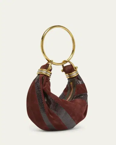 Chloé Bracelet Shoulder Bag in Calfskin Suede and Snakeskin | Thumbnail 3 Chloé Bracelet Shoulder Bag in Calfskin Suede and Snakeskin | Thumbnail 3