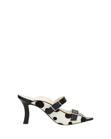 Manolo Blahnik Capbal Polka Dot Calf Hair Mule Sandals | Thumbnail 1 Manolo Blahnik Capbal Polka Dot Calf Hair Mule Sandals | Thumbnail 1