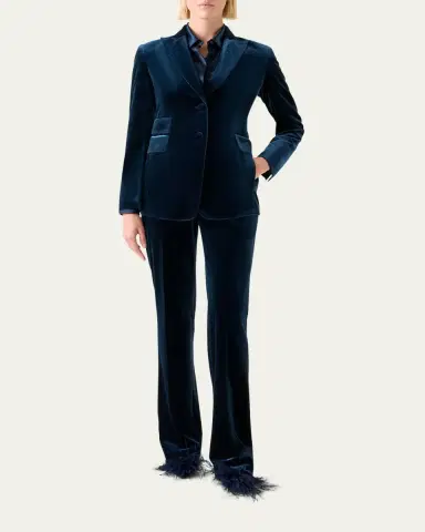 Akris Carl Techno Velvet Stretch Straight-Leg Pants | Thumbnail 2