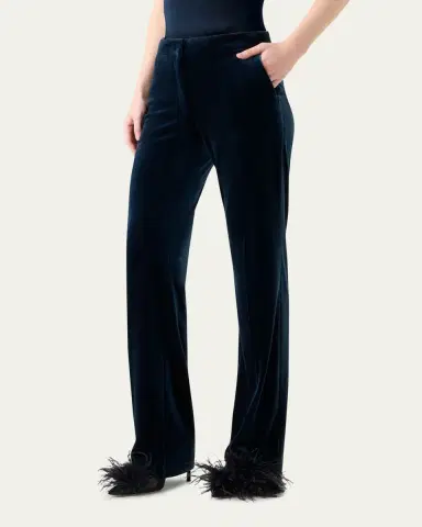 Akris Carl Techno Velvet Stretch Straight-Leg Pants | Thumbnail 4