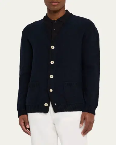 Bergdorf Goodman Men's Cashmere and Wool Boucle Cardigan | Thumbnail 4