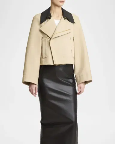 Givenchy Leather Collar Zip Cocoon Jacket | Thumbnail 3 Givenchy Leather Collar Zip Cocoon Jacket | Thumbnail 3