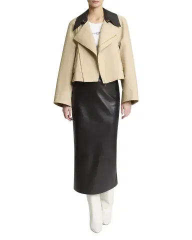 Givenchy Leather Collar Zip Cocoon Jacket | Thumbnail 1 Givenchy Leather Collar Zip Cocoon Jacket | Thumbnail 1