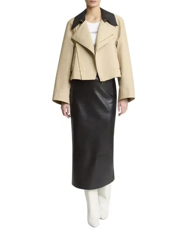 Givenchy Leather Collar Zip Cocoon Jacket